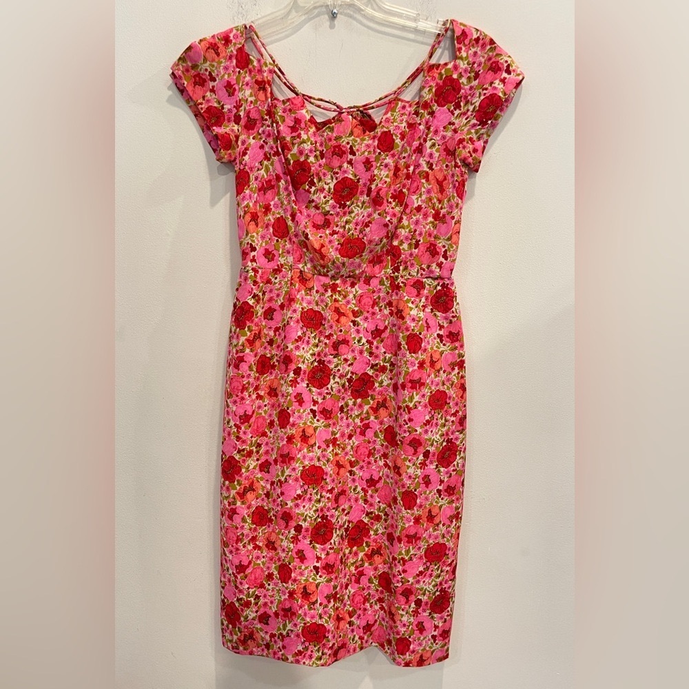 Rare Vintage Silk Floral Sheath Dress Florence Lustig